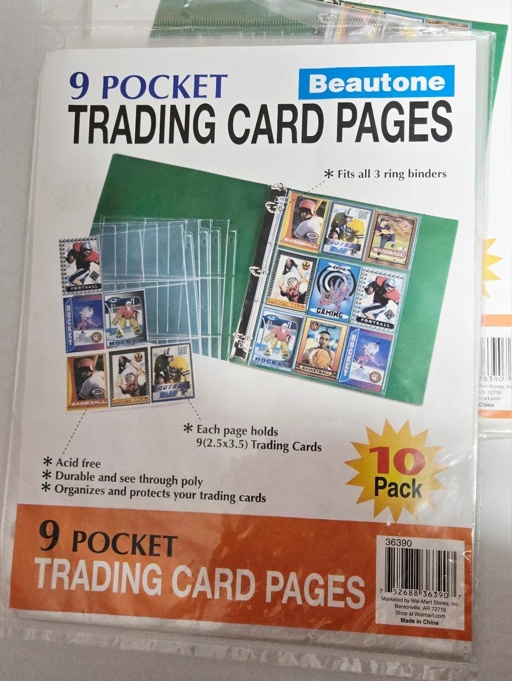 Beautone 9 Pocket Trading Card Pages Lot of 7 Packs‎ (10 Each) Binder Sleeves
